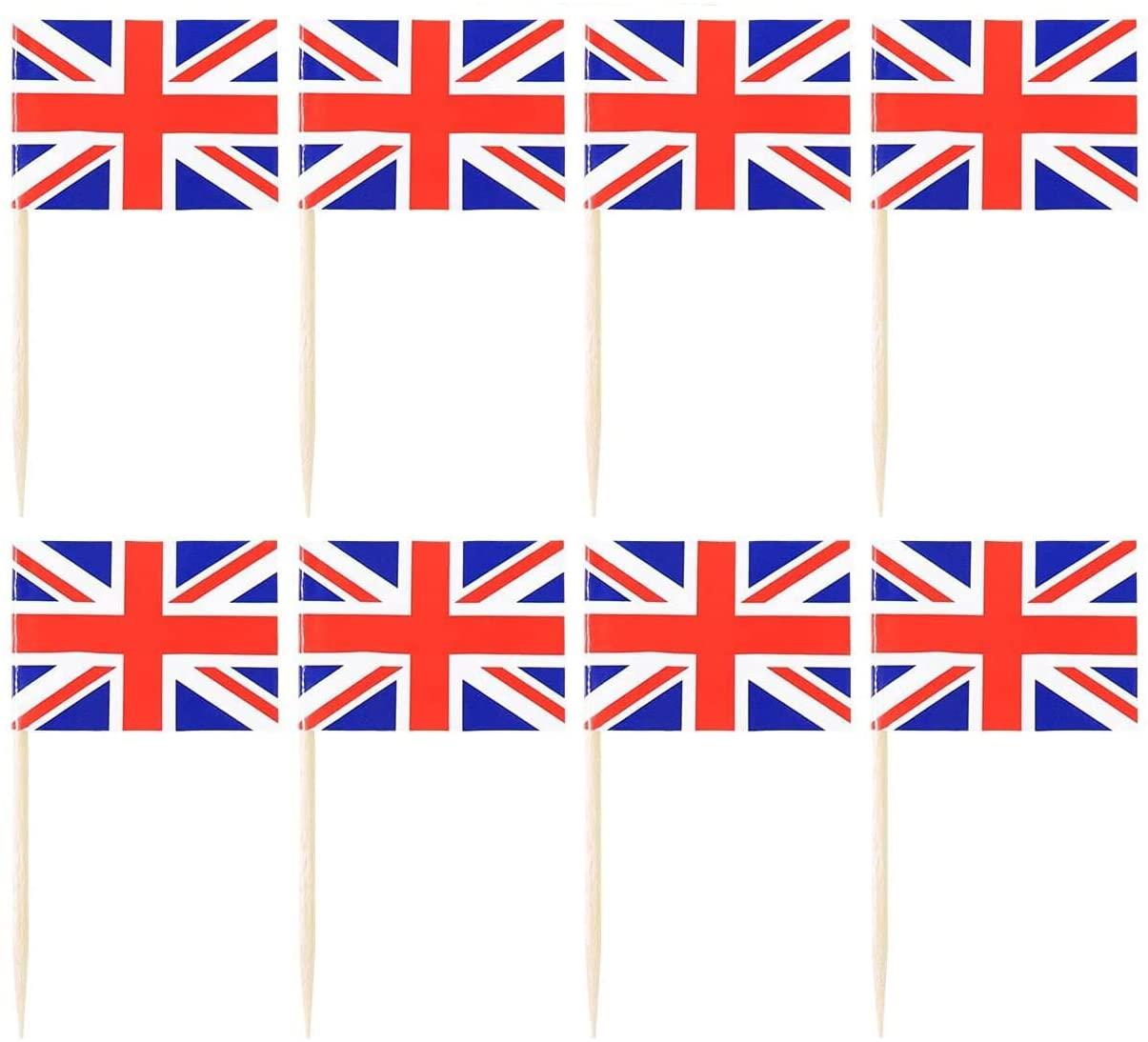 50 Union Jack Flag Cocktail Sticks