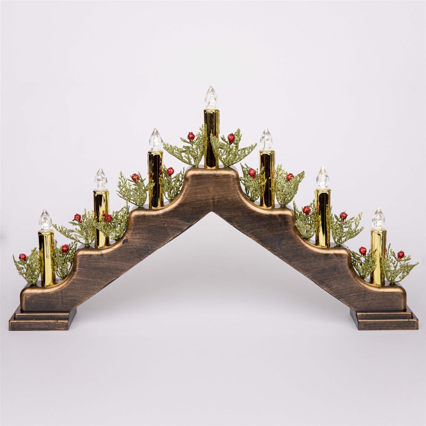 Battery-Operated Brass Finish Candle Bridge - H30xW50xD6.5cm