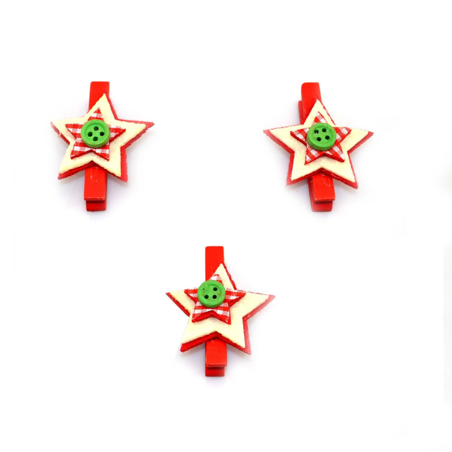 3 Christmas Wooden Mini Peg Art & Craft Clips