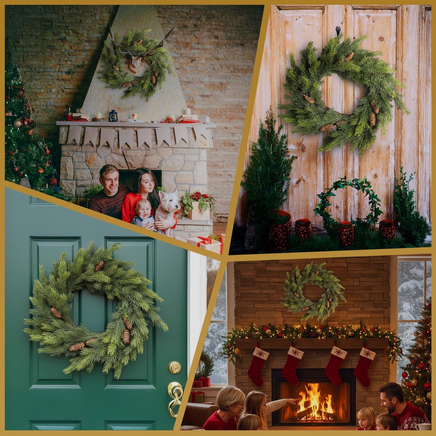 80CM FIR WITH PINE CONES WREATH