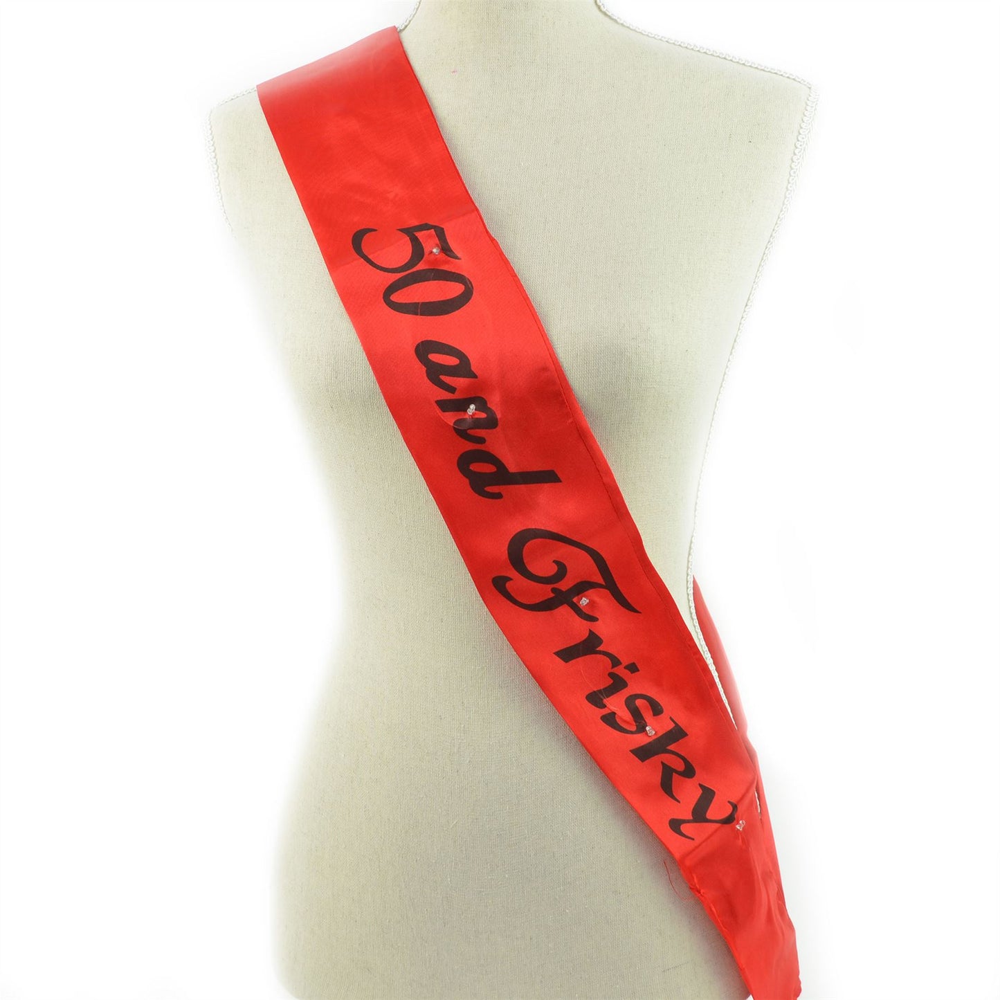 Red Flashing 50 and Frisky 50th Birthday Sash