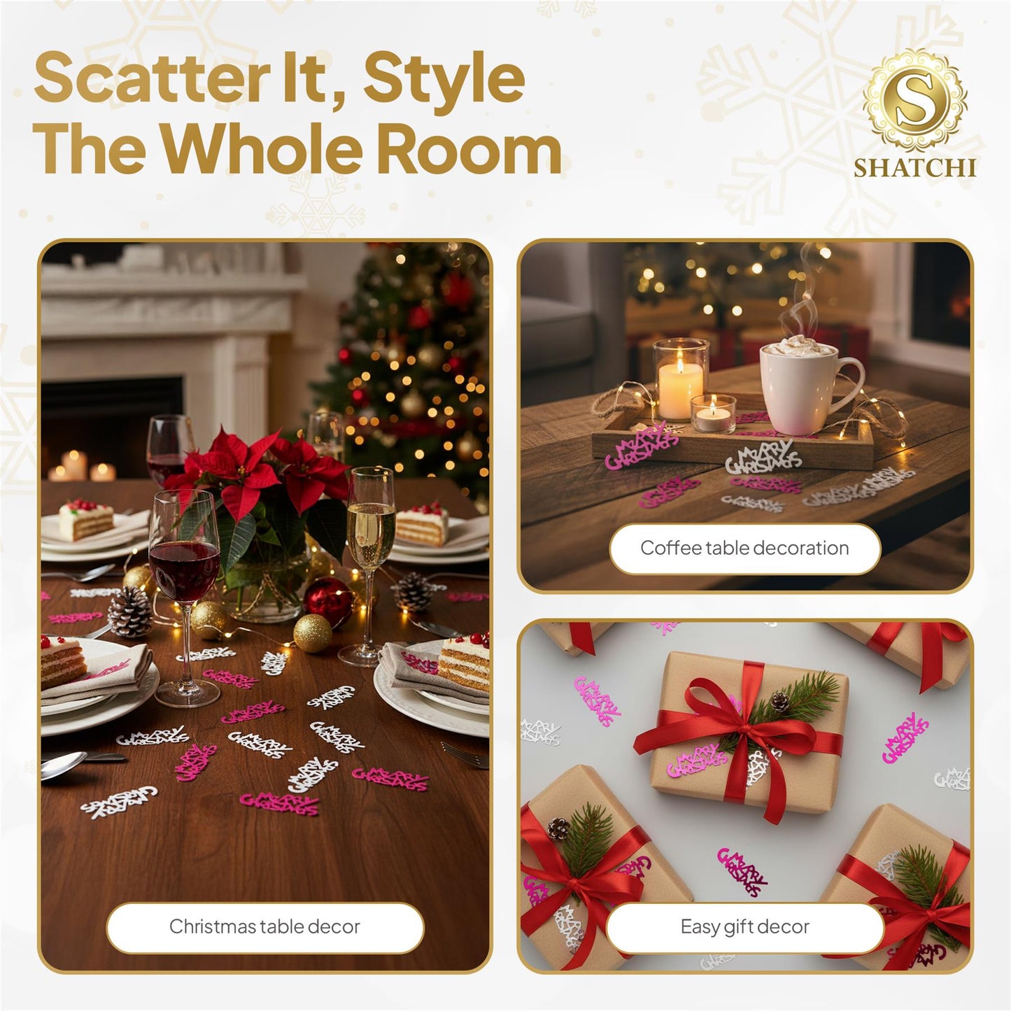 Xmas Merry Christmas Metallic Confetti - Table Party Sprinkles