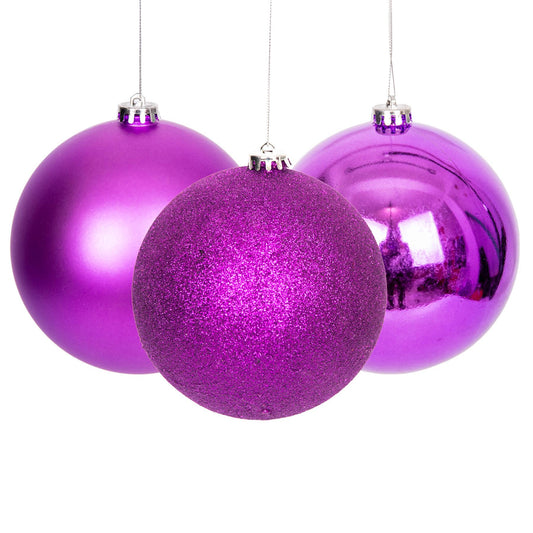 Purple Baubles - 35cm, 3 Pieces Set, PVC