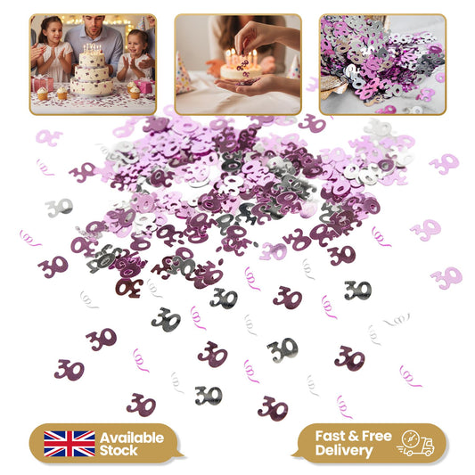 4 Pks 14g 30th Pink Happy Birthday Confetti
