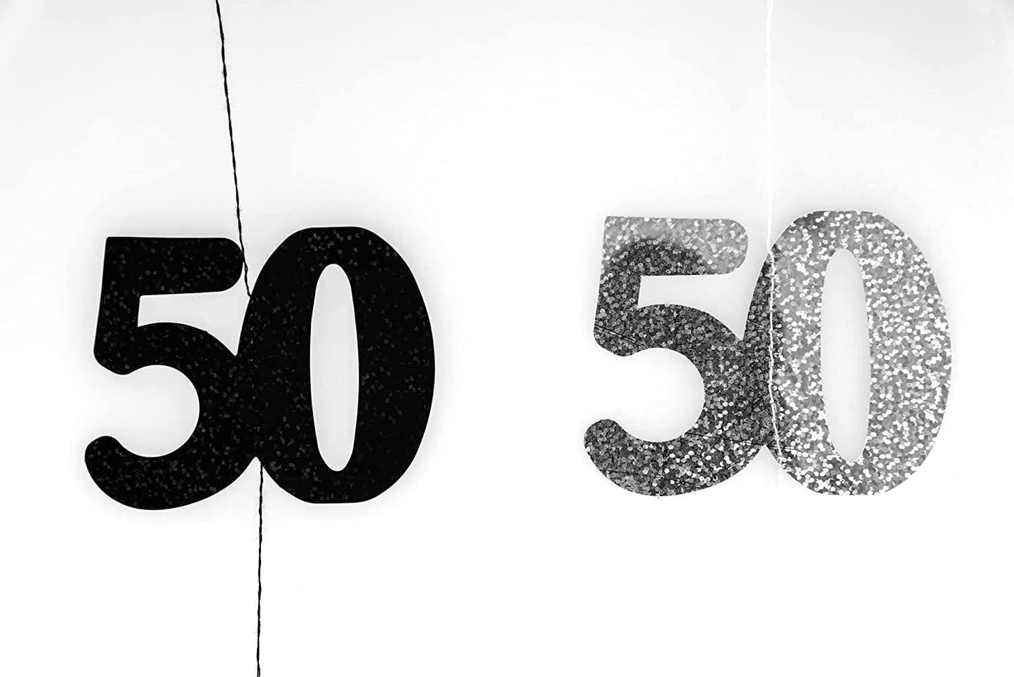 50th Black Hanging String Foil Banner