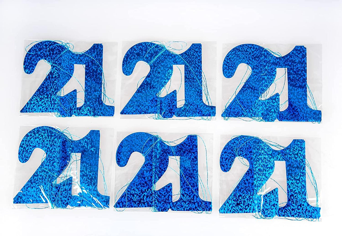 5ft Hanging Glitz Blue Prism 21st Birthday - Pack of 6