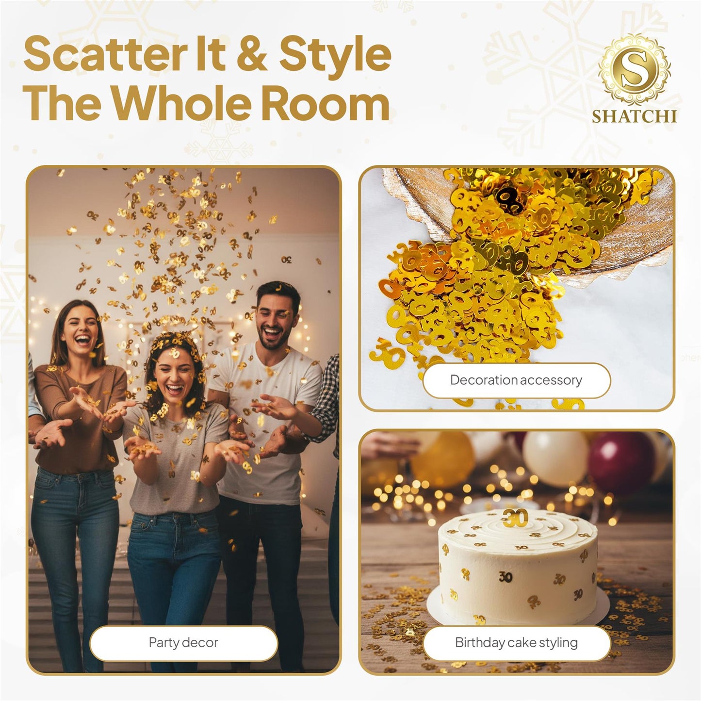 30th Birthday Confetti - Gold, 14g, 2 Pack