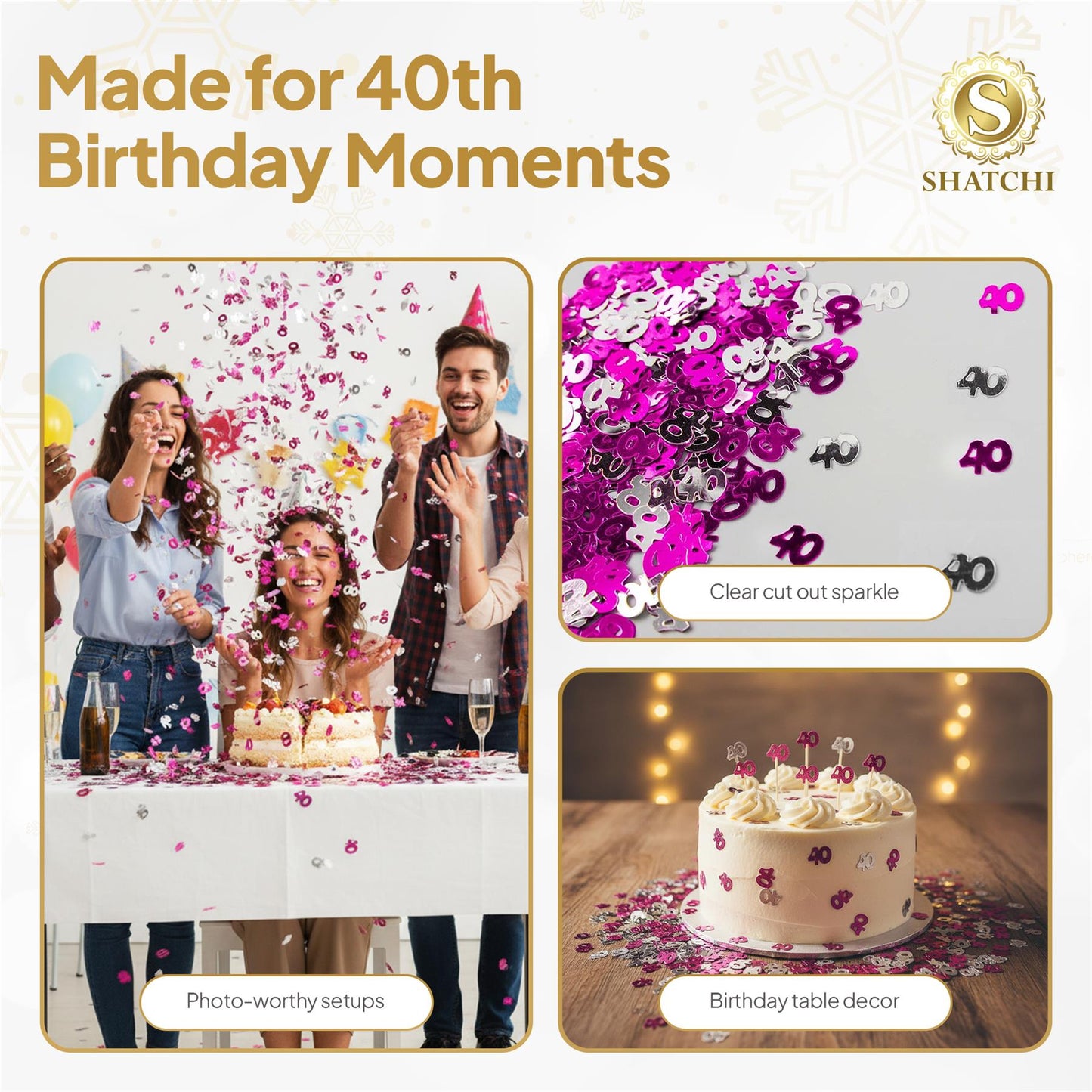 Shatchi 14g 40th Happy Birthday Pink & Silver Confetti