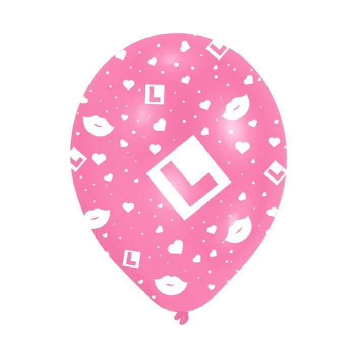 6 x 11" L Plate Pink Balloons