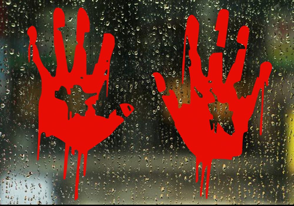 Scary Blood Hand Print Window Clings