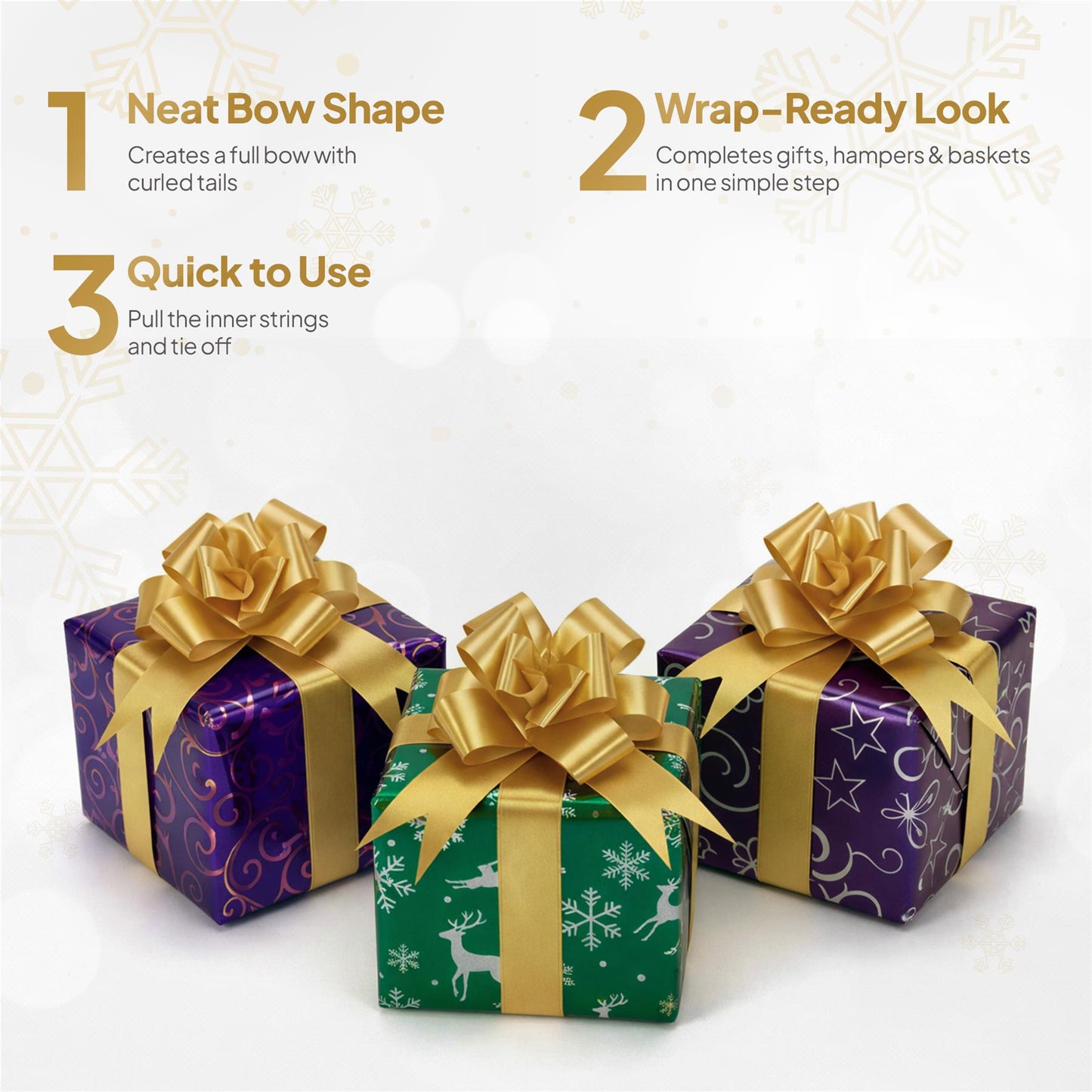 Shatchi 60pcs Gold 30mm/3cm Pull Bows Gift Wrap & Hampers