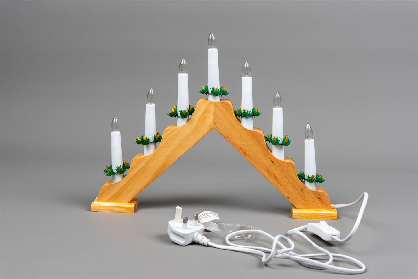 Wooden Candle Bridge Light - 7 Bulb