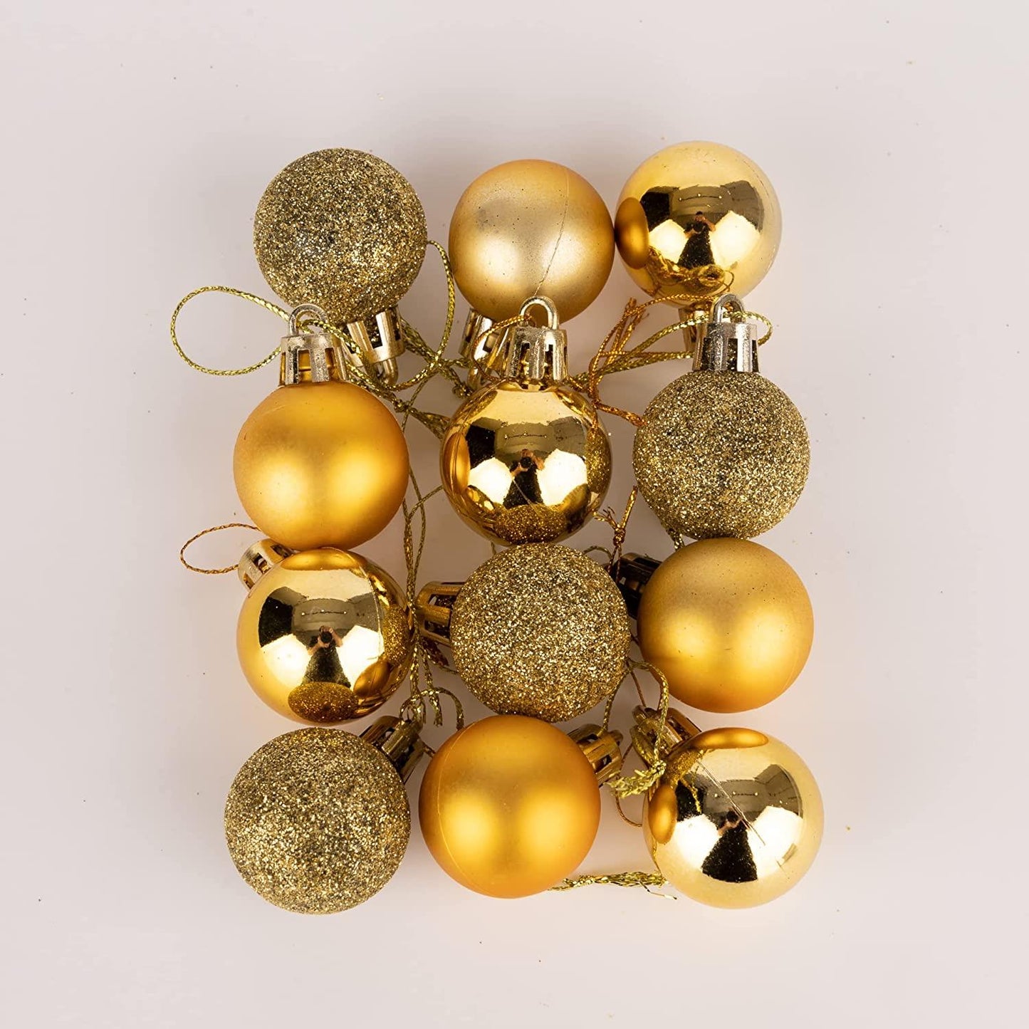 Deep Gold Baubles - 3cm, 12 Pieces Set, PVC