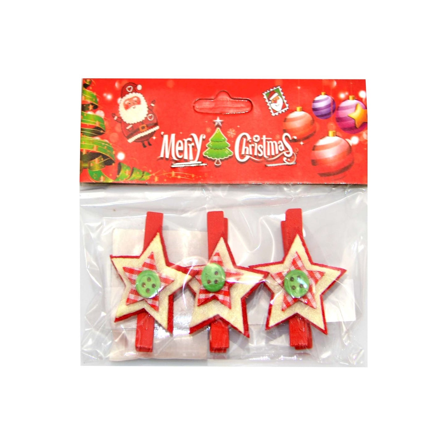 3 Christmas Wooden Mini Peg Art & Craft Clips