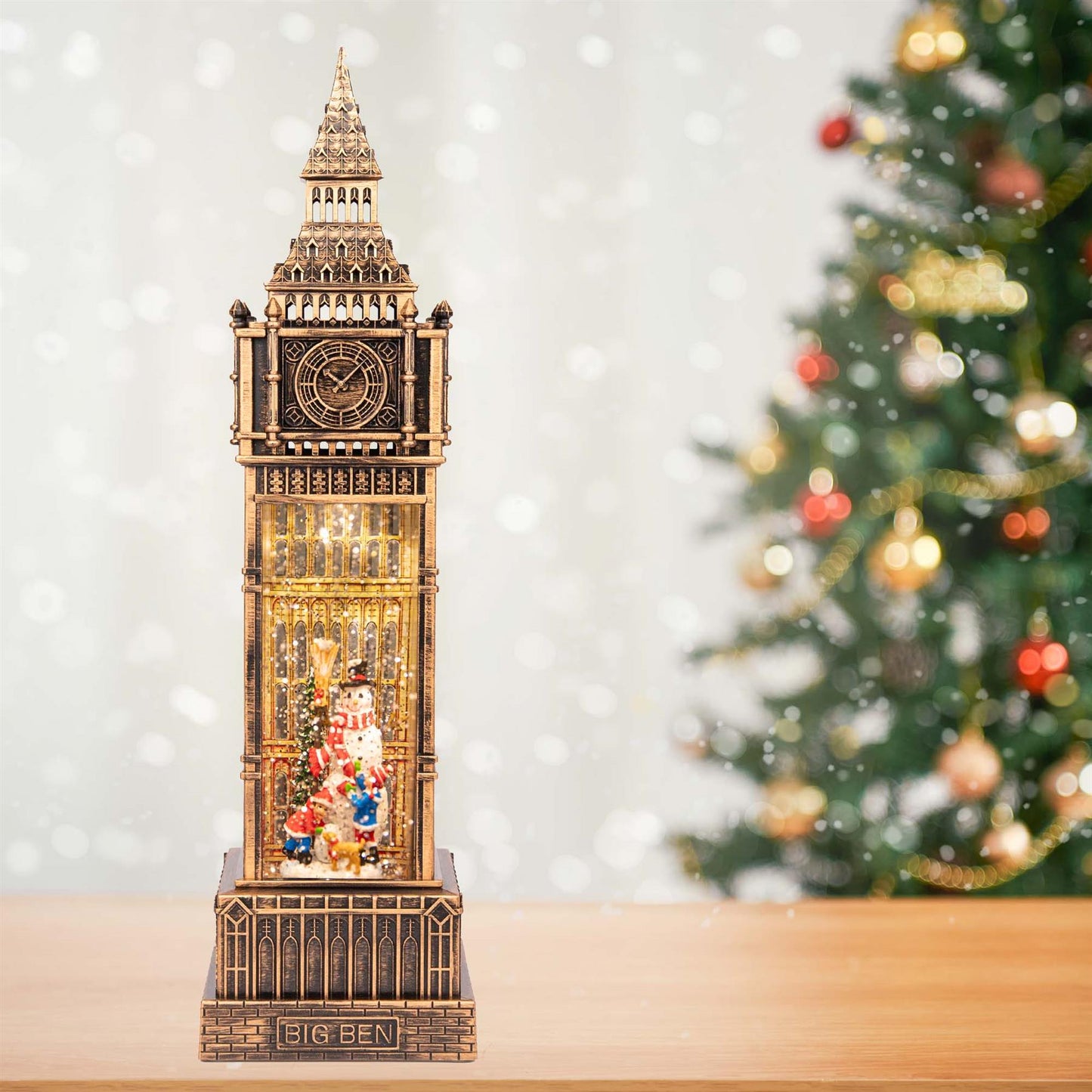 Big Ben Clock Tower Musical Snow Globe Lantern - 10x10x38cm