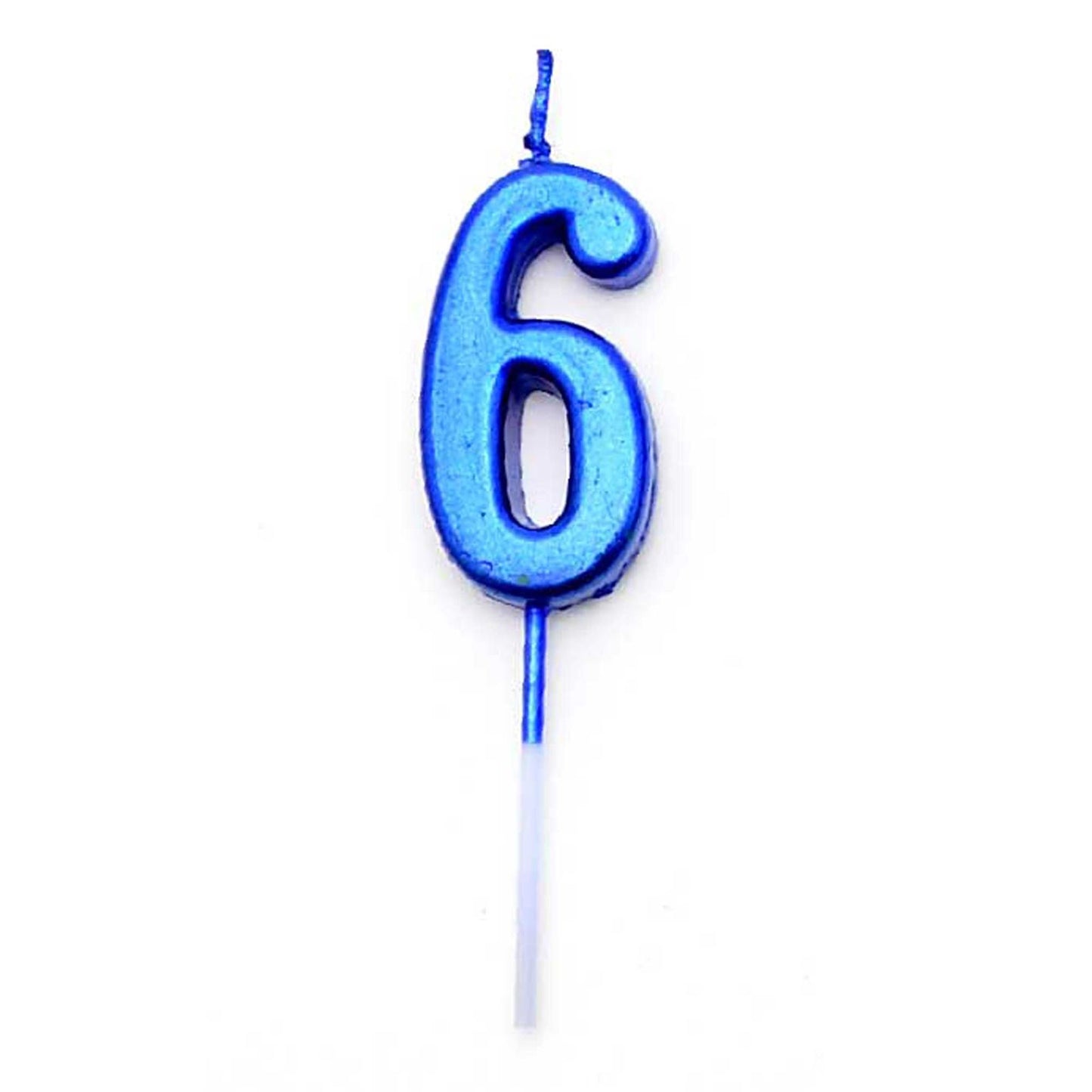 Blue Number 6 Birthday Candle