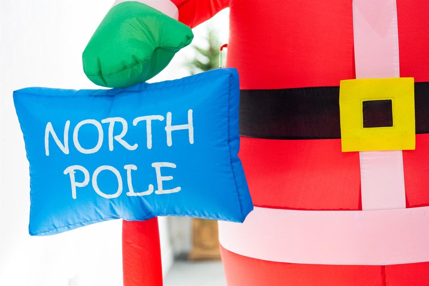 Pre-Lit Mains Powered Inflatable North Pole Santa with 4 White LED Lights, 1.8m