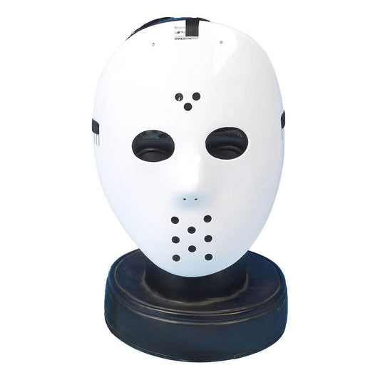 Unisex Adult Hockey Guy White Face Mask Halloween Costume with Elasticated Strap