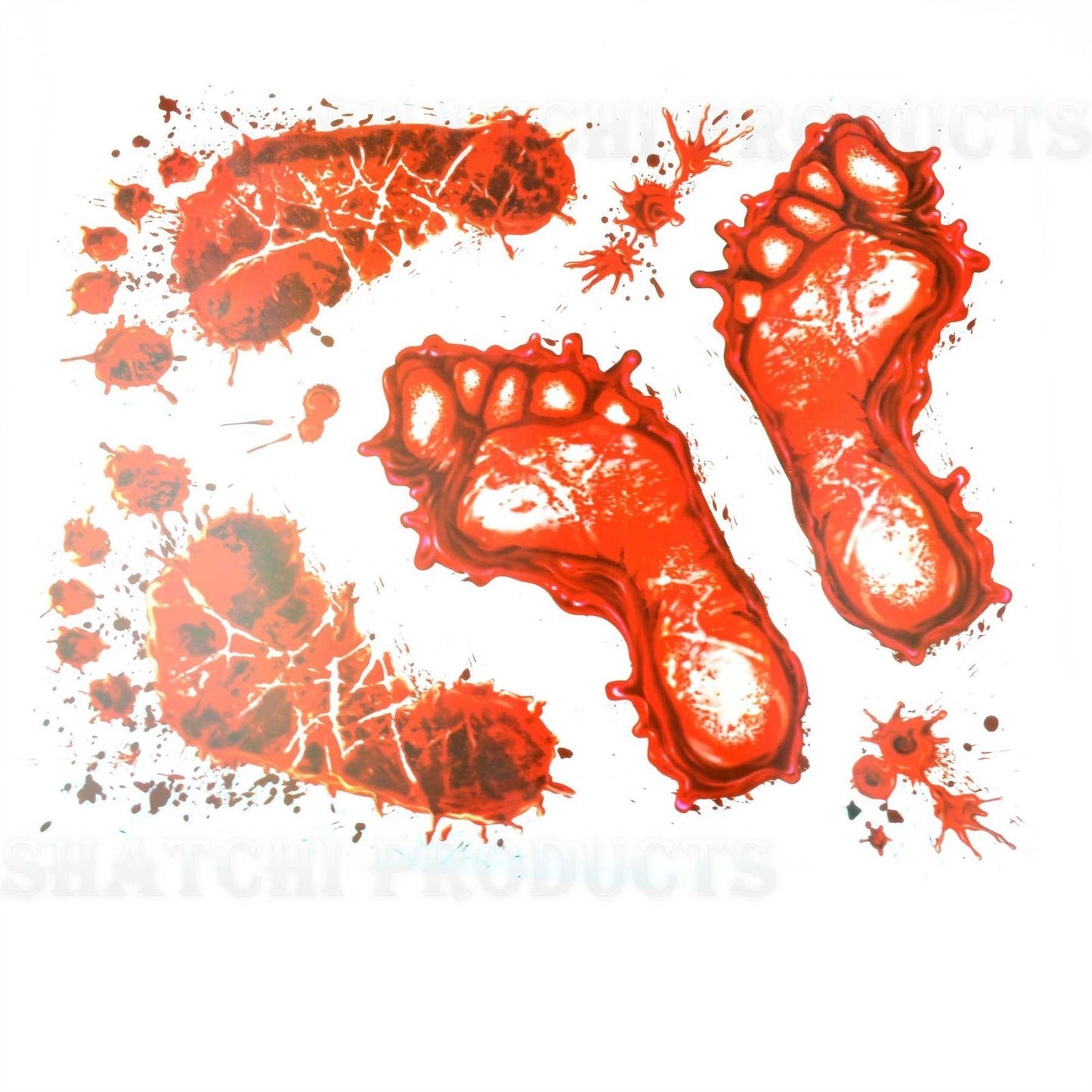 4 Bloody Footprint Stickers