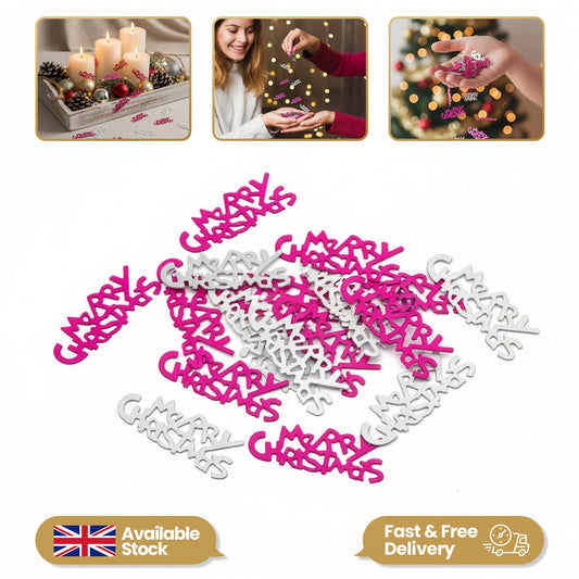Xmas Merry Christmas Metallic Confetti - Table Party Sprinkles