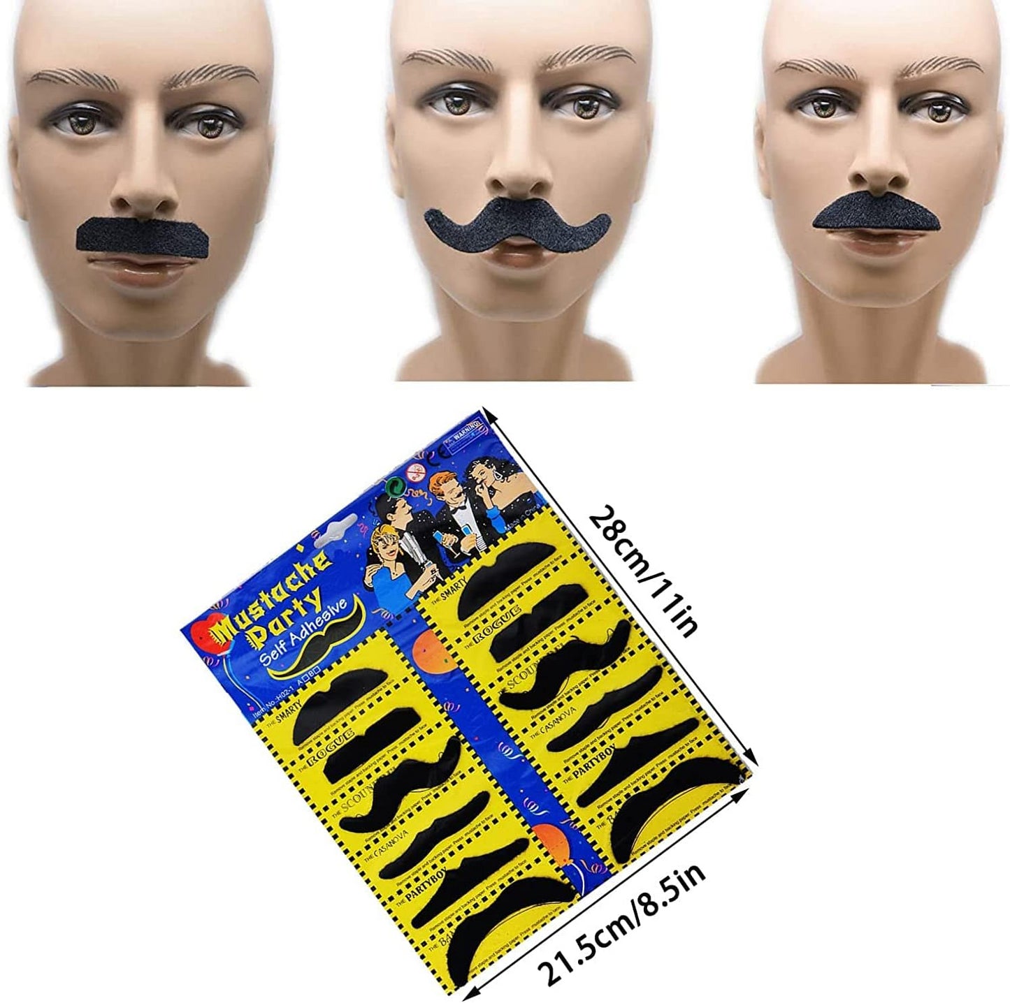 12 Self-Adhesive Fake Moustaches - Mustache Stag Hen Fancy Party Dress Accessories
