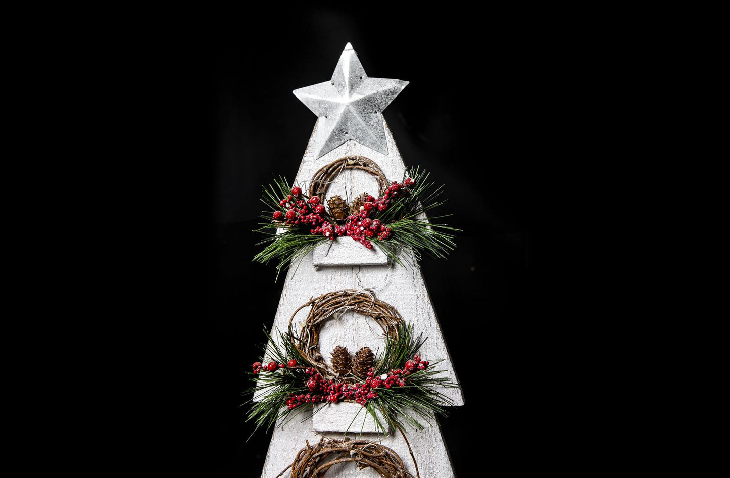 Grey Wooden Tree with White Bulbs