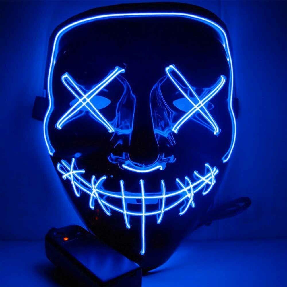 Blue Halloween Purge Mask with LEDs