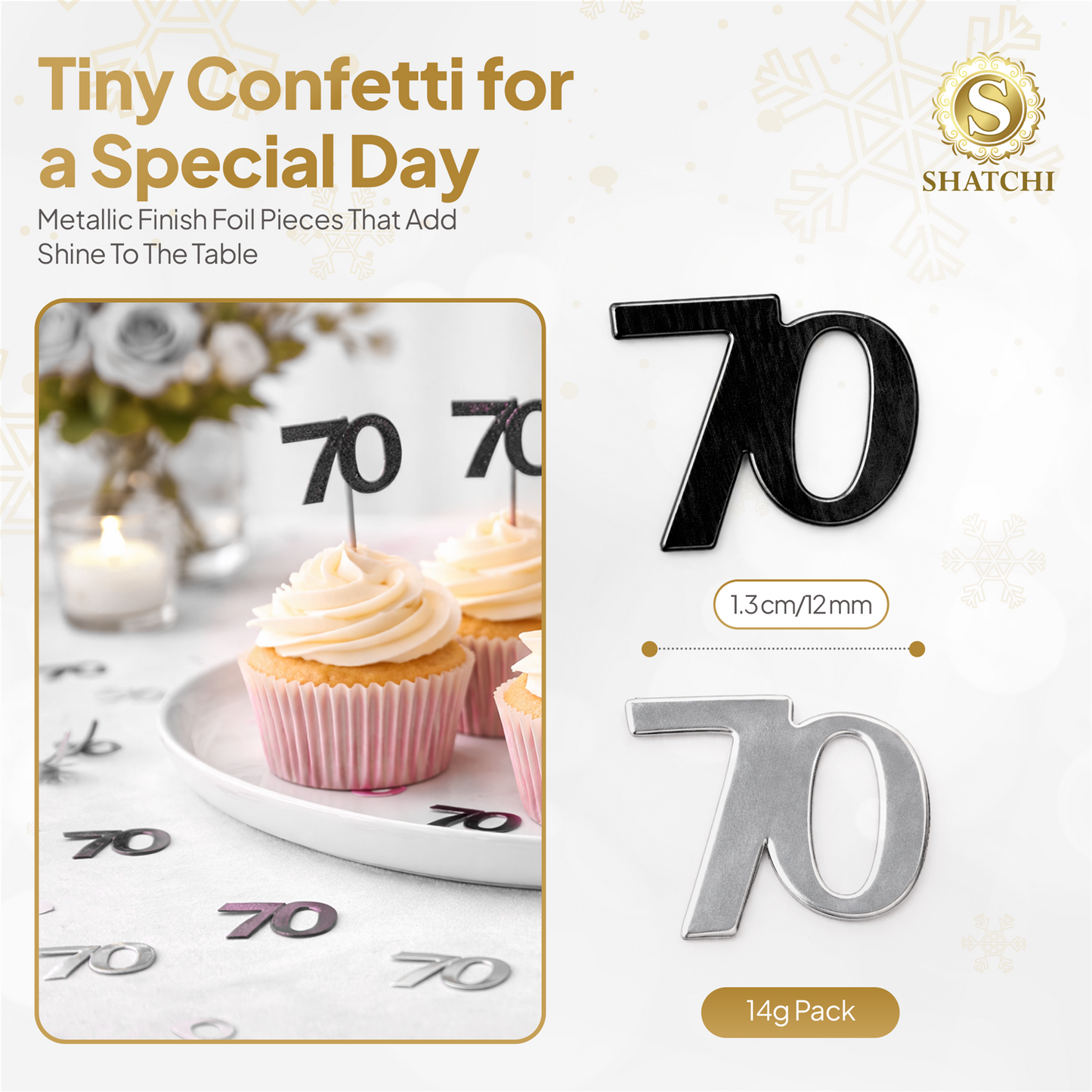14g 70th Black Happy Birthday Confetti