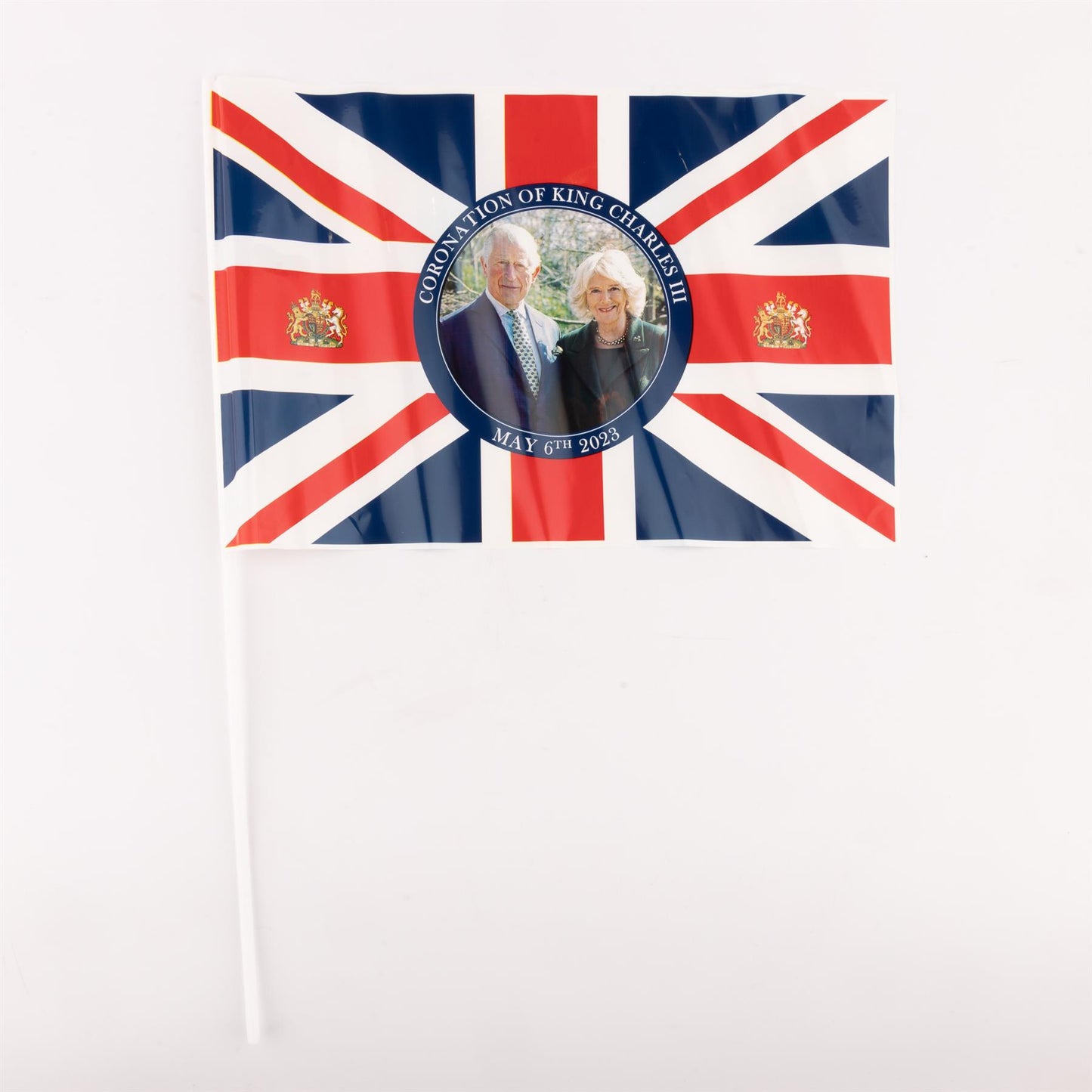 Charles & Camilla Image Handflags Pack of 50 - PVC, Flag Size 20x30cm, 40cm Stick