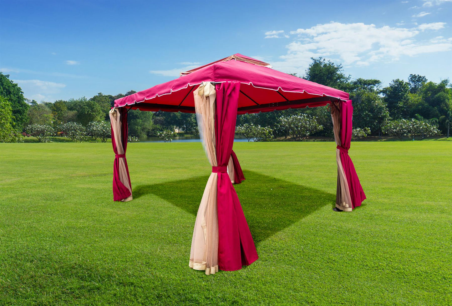 3x3x2.75m Red Gazebo with Nets