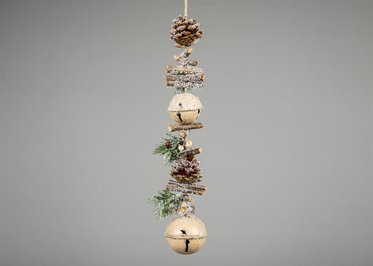 Garland Hanging Decoration With Cream Double Bells 50cm