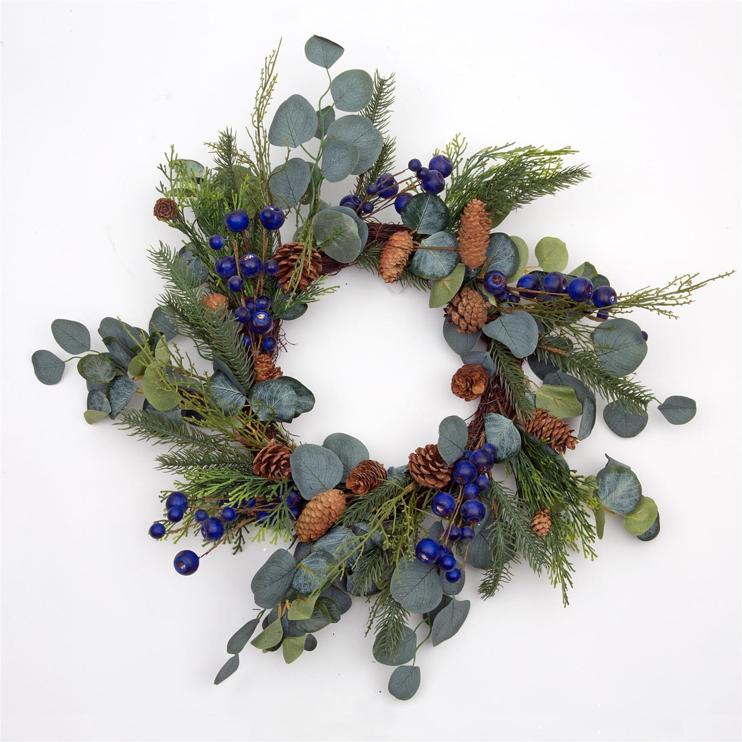 Natural Looking Wreath with Black Berries and Leaves - 150cm