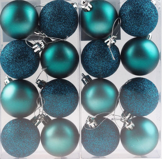 10cm/6Pcs Christmas Baubles Shatterproof Teal Blue,Tree Decorations