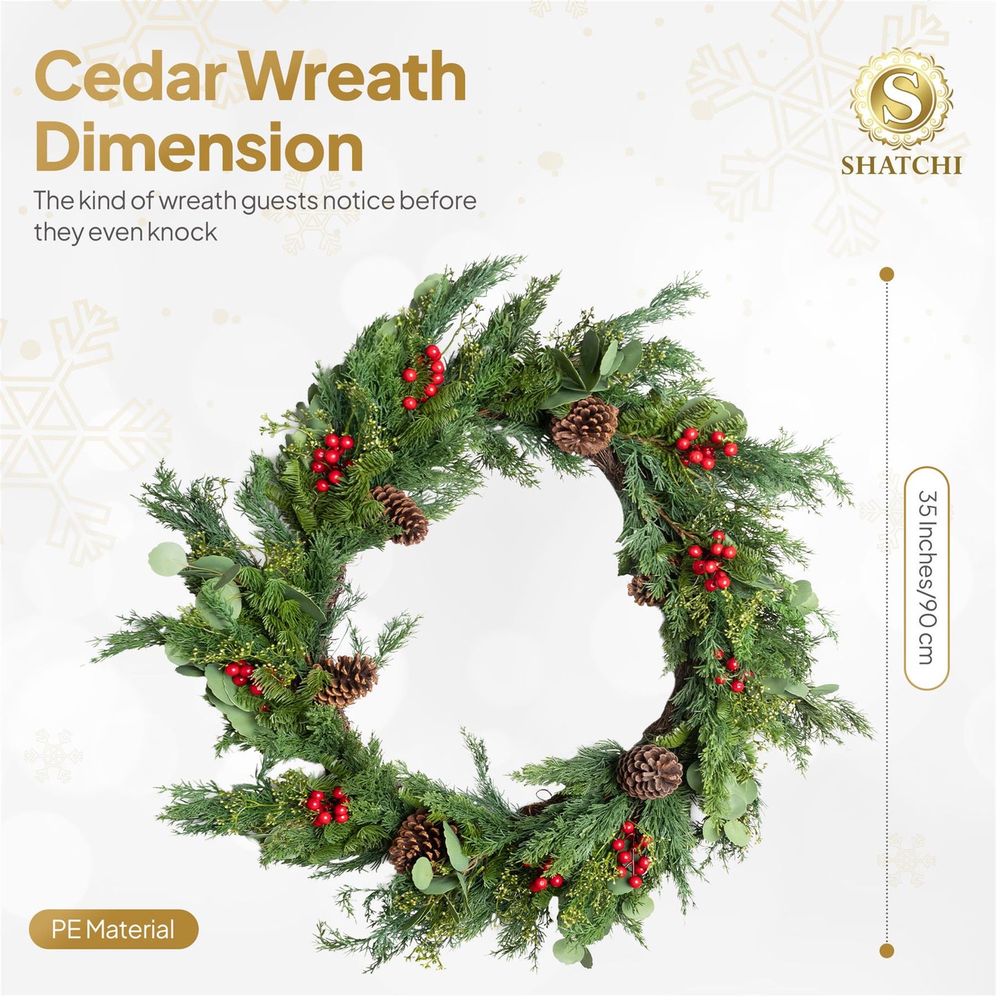 90CM CEDAR WREATH WITH RED BERRY AND PINECONE