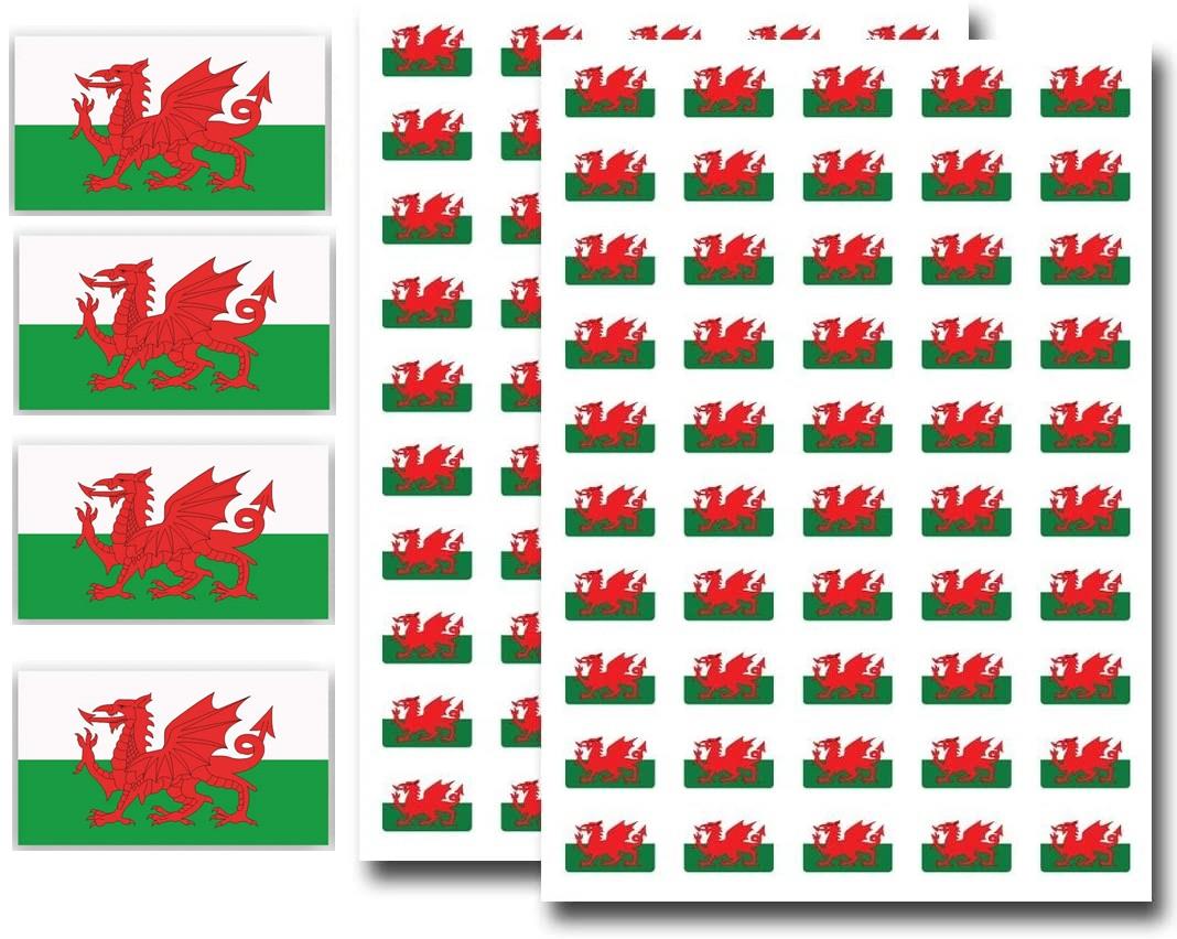 20 Welsh Flag Stickers