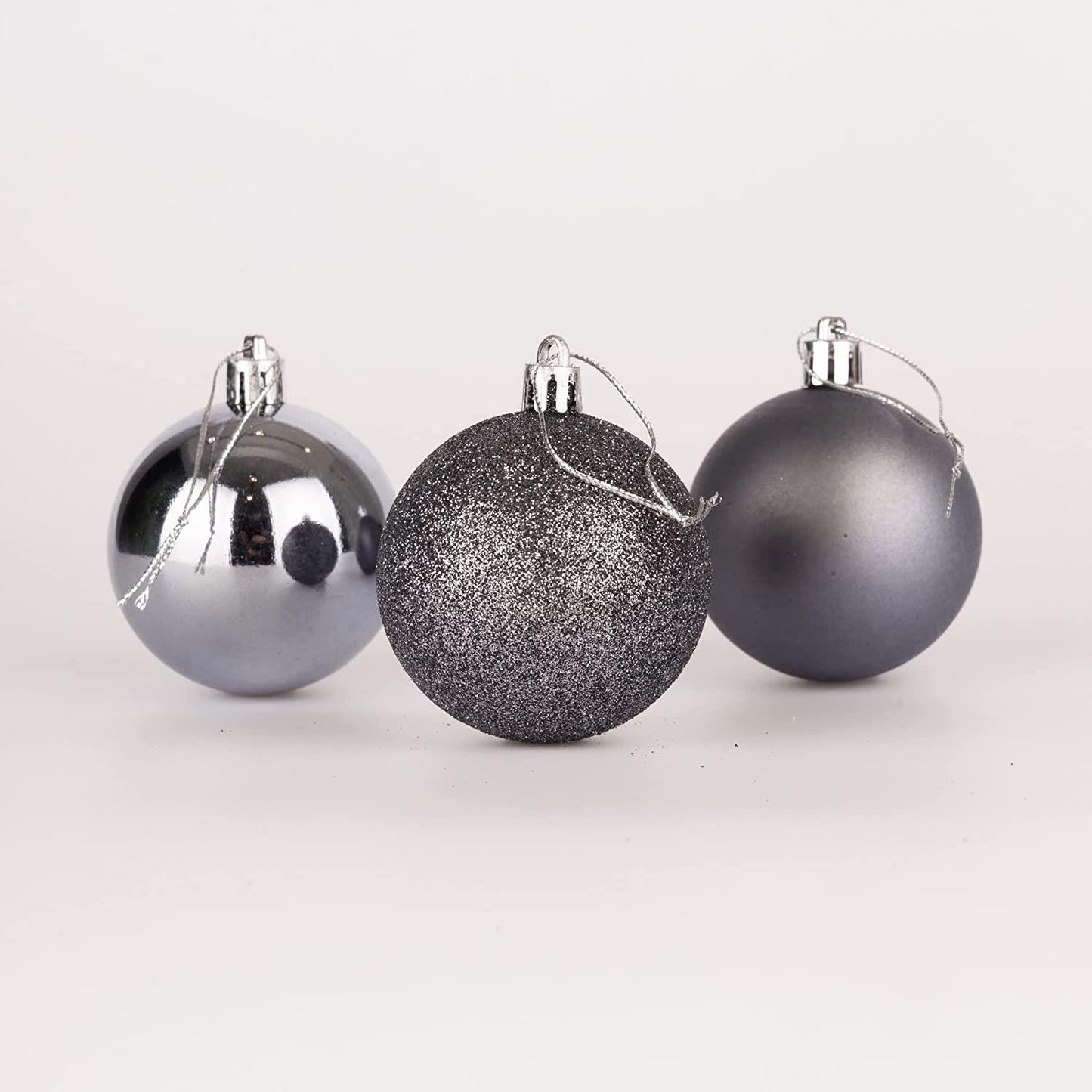 Dark Grey Baubles - 6cm, 6 Pieces Set, PVC