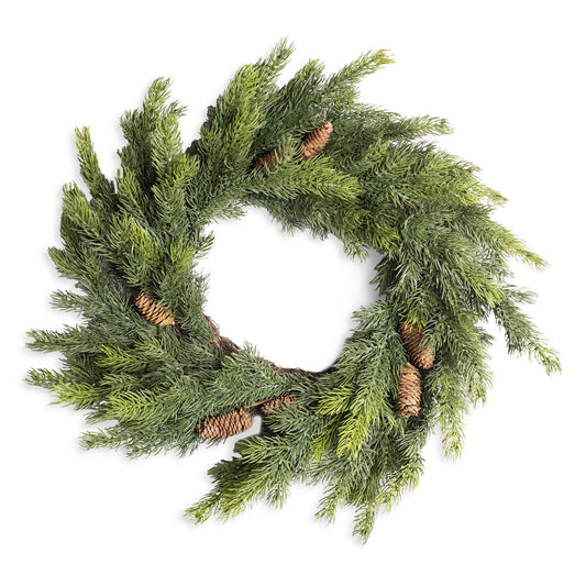 60CM FIR WITH PINE CONES WREATH