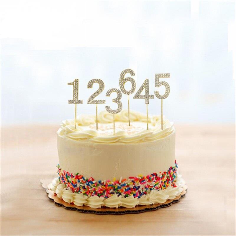 Gold Sparkle Diamond Number 6 Cake Topper