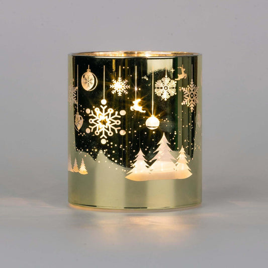 LED Gold Glass Vase with Trees 12cm