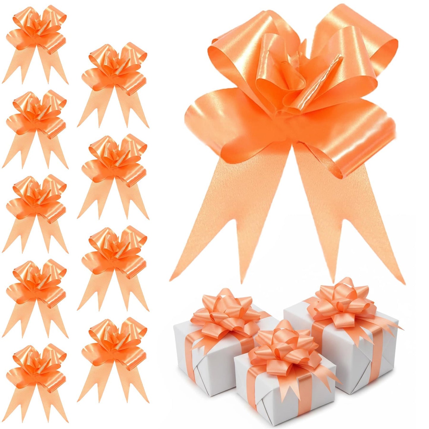 Shatchi 40pcs Orange 50mm/5cm Pull Bows Gift Wrap & Hampers