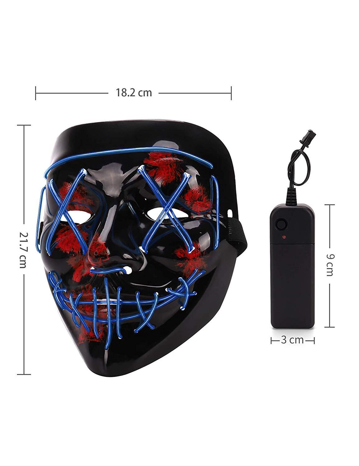 Blue Halloween Purge Mask with LEDs