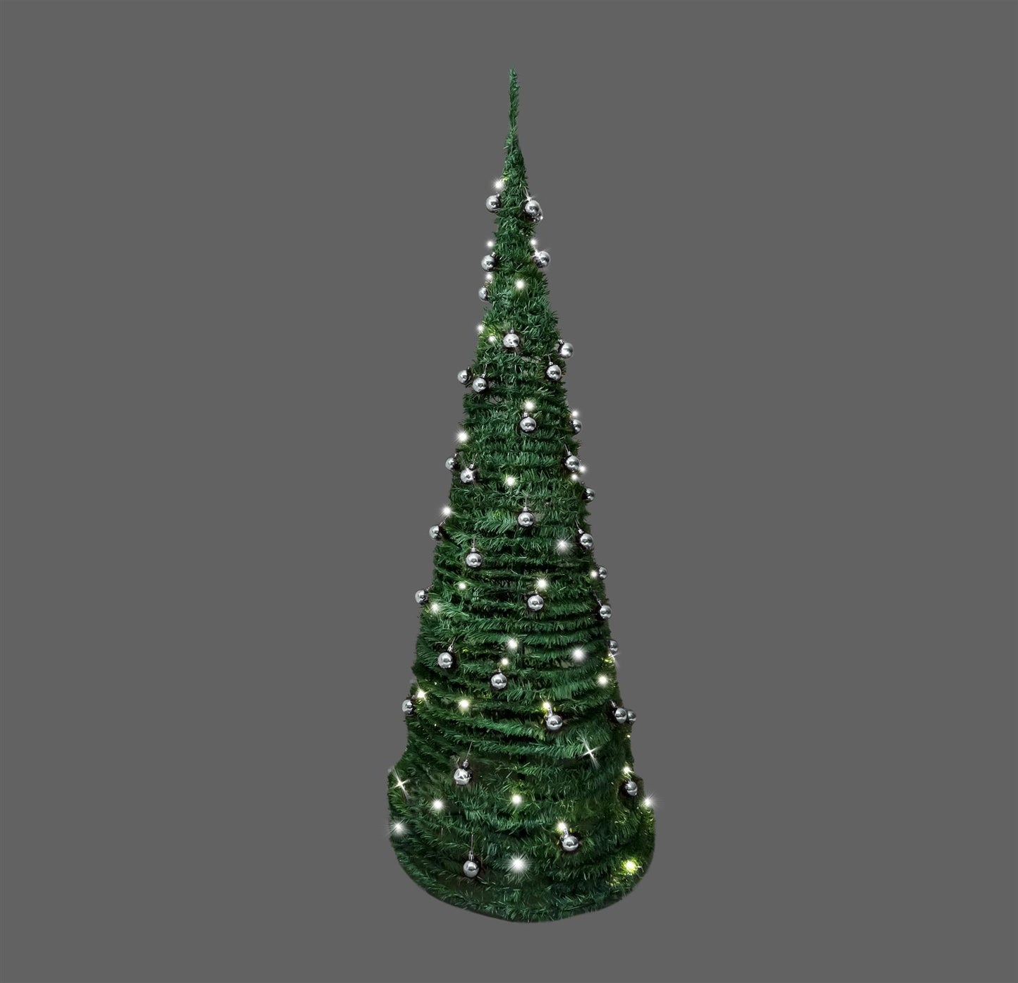 4ft (120cm) Prelit Silver Baubles Decorated Pop Up Tree