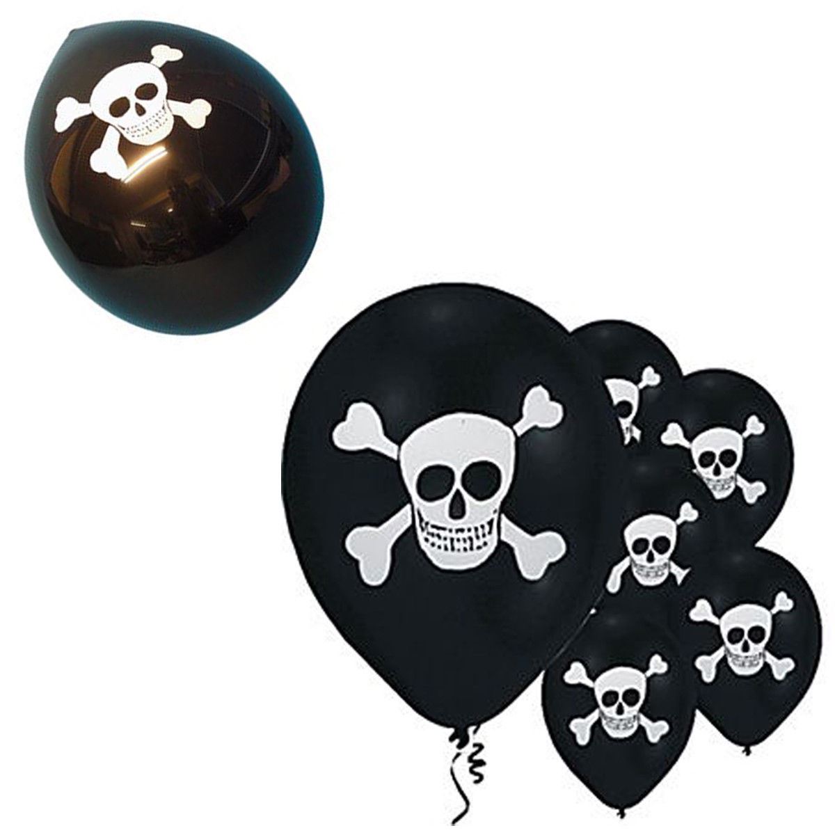 15x 11" Black Pirate Latex Balloons