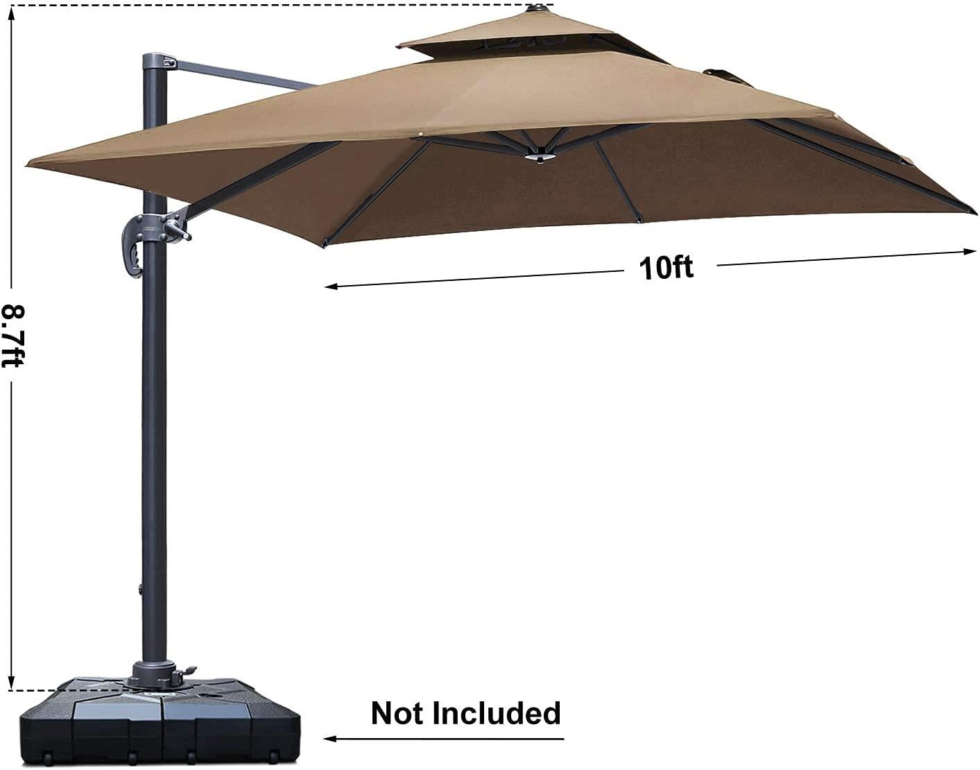 Khaki Square Parasol (264x40x16cm)