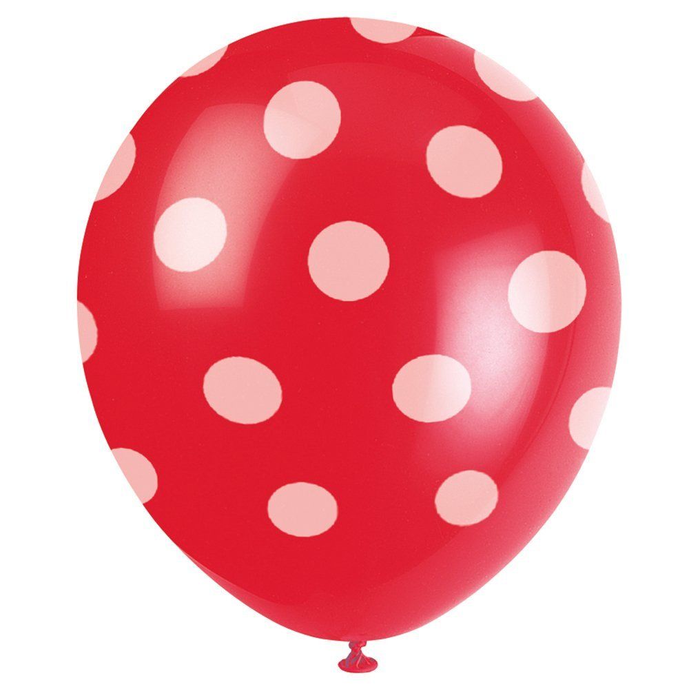 6 Red Polka Dot Balloons (12")