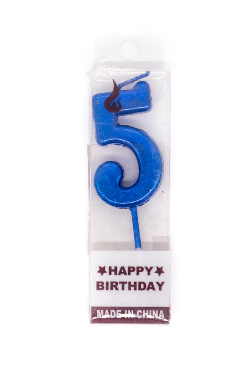 Blue Number 8 Candle