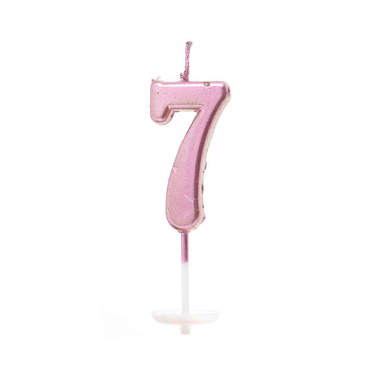 Pink Number 7 Candle