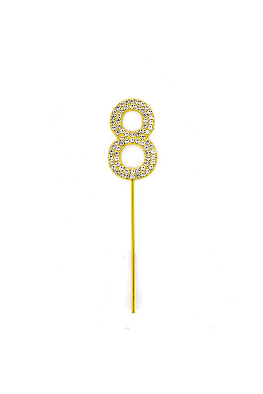 Cake Topper Number 8 Gold Sparkly Diamond