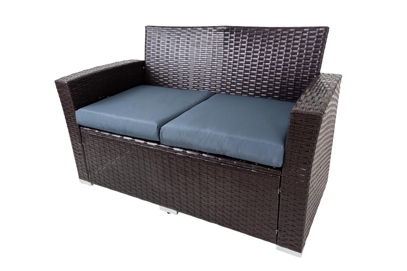 Dark Brown Rattan Sofa 1 Sofa, 2 Chairs, 1 Table