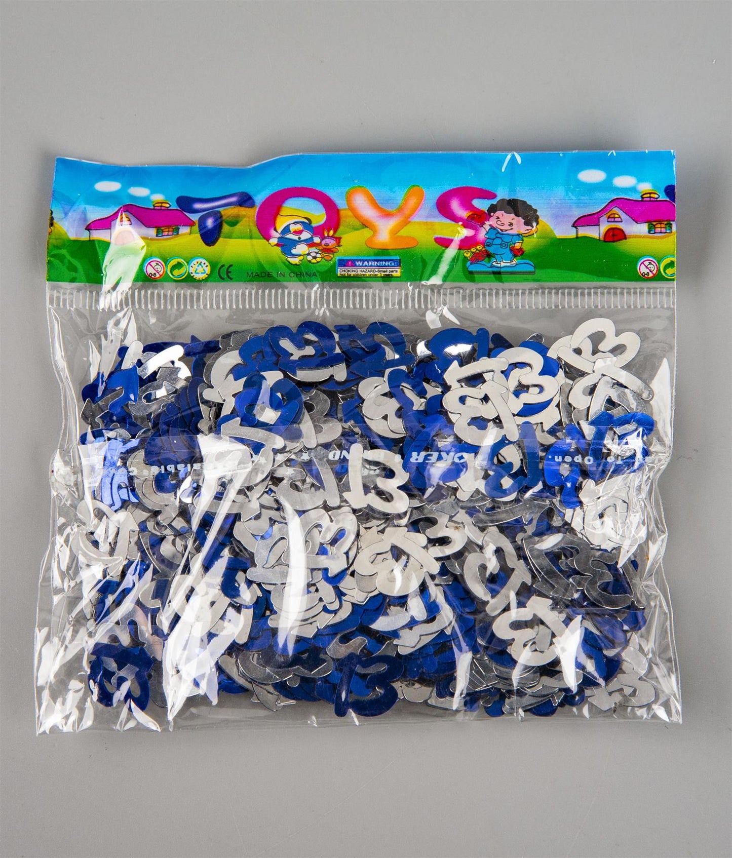 4-Pack 13th Birthday Blue and Silver Confetti